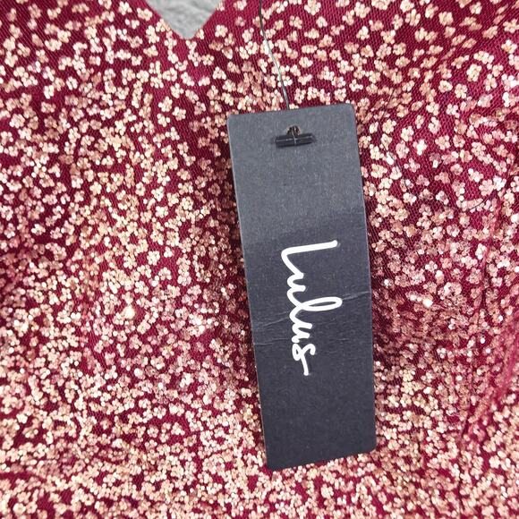 NEW Lulus Women’s Mini Dress Glitter Mesh Red School Dance Cocktail Party Size M - Picture 5 of 10